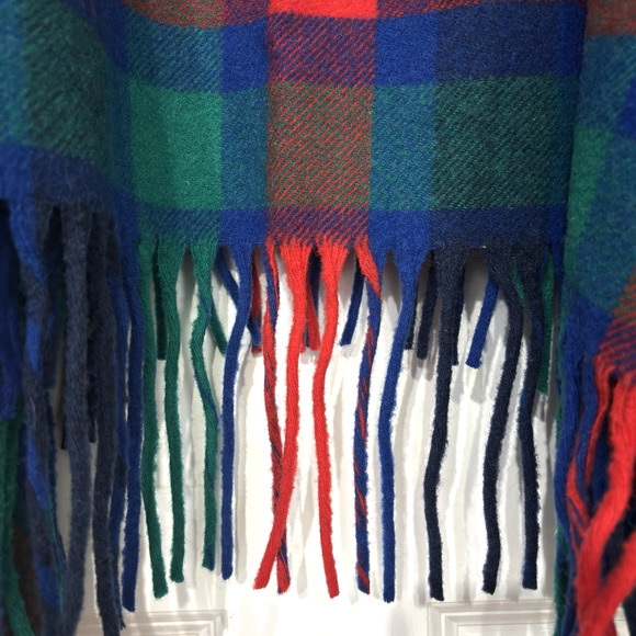 Vtg PENDLETON Womens Tartan Plaid Wool Zip Up Poncho Blanket Cape USA Knockabout - Picture 7 of 13
